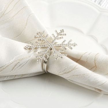 Snowflake Napkin Rings Silver Set of FourImage