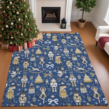 Nutcracker Ballet Rectangle Rug NavyImage