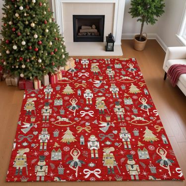Nutcracker Ballet Rectangle Rug RedImage