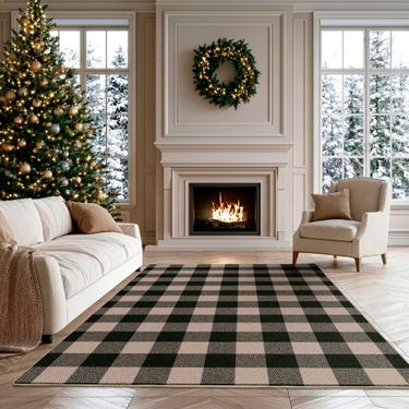 Cottage Plaid Rectangle Rug BlackImage