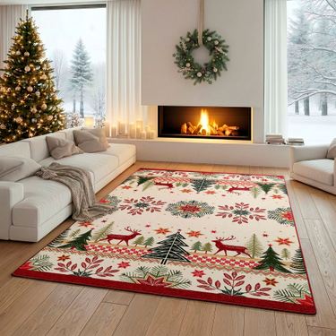 Nordic Woodland Rectangle Rug RedImage