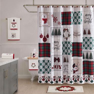 Patchwork Plaid Shower Curtain Multi Warm 72 x 72Image