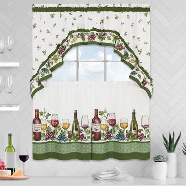 Napa Tier and Swag Valance Set Ivory/GreenImage