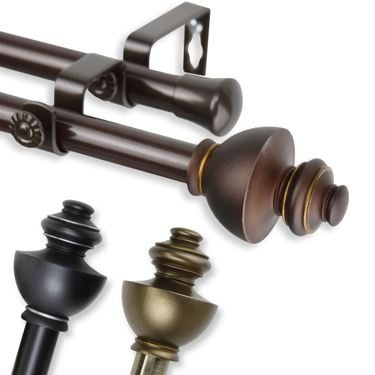 Dynasty Double Curtain Rod and Finial SetImage