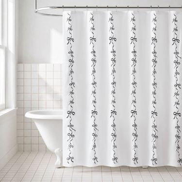 Addison Shower Curtain with Hooks Black 72 x 72Image