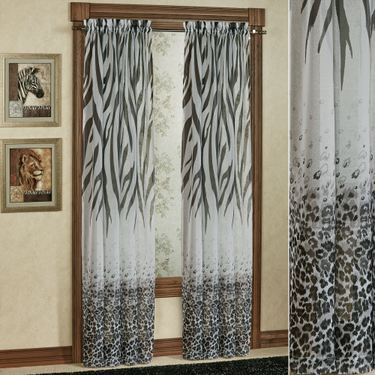 Kenya Safari Semi-Sheer Curtain Panel BlackImage