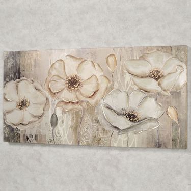 Floral Elegance Canvas Wall Art BeigeImage