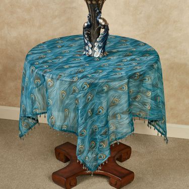 King Peacock Sheer Table Topper Sapphire 42 SquareImage