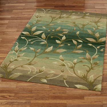 Ombre Leaf Rectangle Rug SageImage