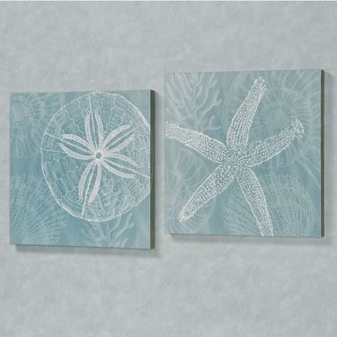 Coastal Waves Canvas Wall Art Blue Set of TwoImage