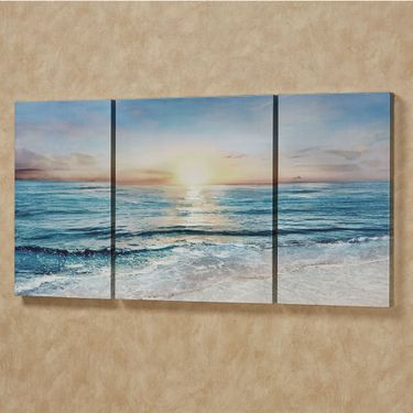 On the Shore Canvas Triptych Wall Art Multi Cool Set of ThreeImage