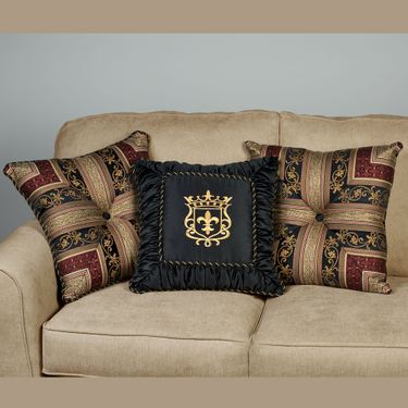 Triomphe Embroidered Crest Square Pillow Latte 18 SquareImage