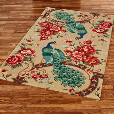 Peacock Garden Rectangle Rug StrawImage