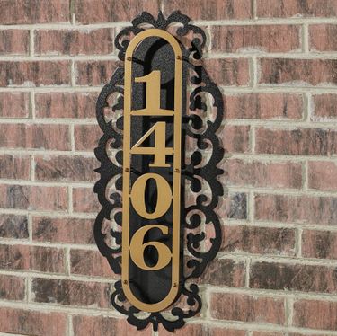 LaRoyal Vertical House Number Plaque Gold/BlackImage