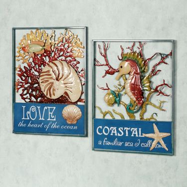 Coral Impressions Wall Art Set Blue Set of TwoImage