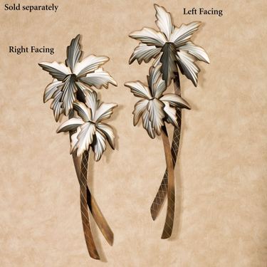 Left Facing Tropical Palm Tree Wall Art Multi MetallicImage