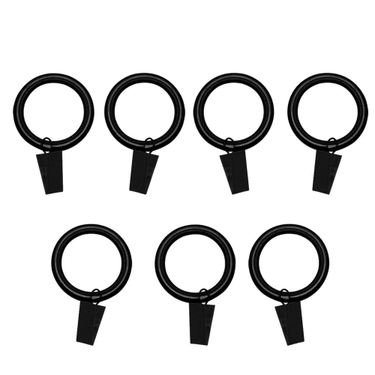 Universal Curtain Clip Rings Black Set of SevenImage