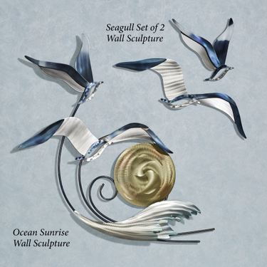 Ocean Sunrise Wall Sculpture Silver GoldImage