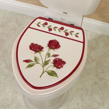 Vining Rose Elongated Toilet Seat RedImage