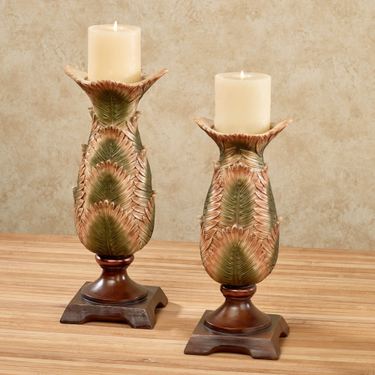 Sunset Palm Candleholders Multi Earth Set of TwoImage