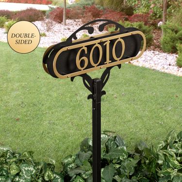 Paris House Number Yard Stake Gold/Black YardImage