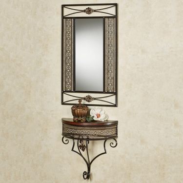 Charleston Wall Mirror and Shelf Bronze Set of TwoImage