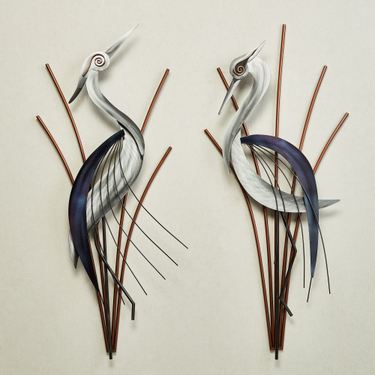 Heron Head Down Wall Sculpture SilverImage
