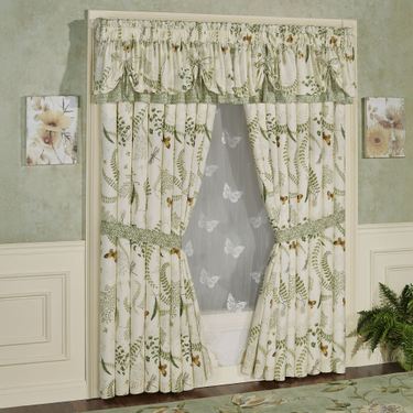 Butterfly Eden Layered Valance Eggshell 72 x 18Image