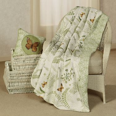 Butterfly Eden Throw Blanket Eggshell 50 x 70Image