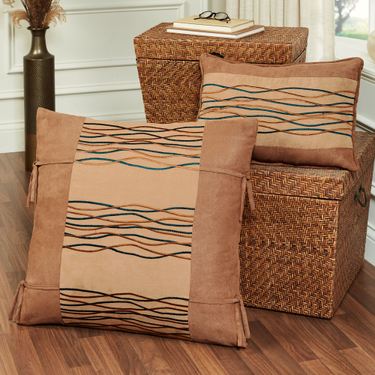 Oasis Embroidered European Sham Saddle BrownImage