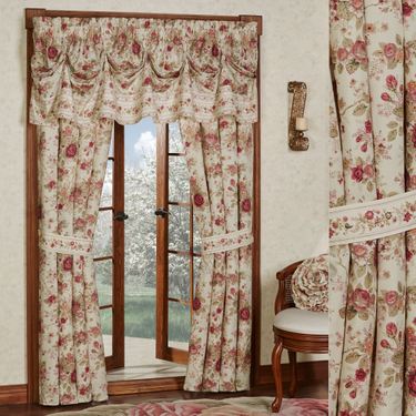 Heirloom Rose Tailored Curtain Pair Fawn 84 x 84Image