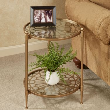 Luciano Round Accent Table Satin GoldImage