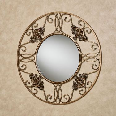 Fleur Round Wall Mirror Antique GoldImage