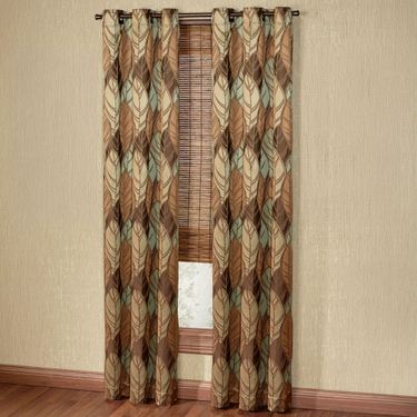 Urban Leaves II Factory Second Grommet Curtain Pair Multi Warm 84 x 84Image