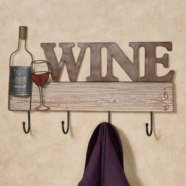 Wine Wall Hook Rack BrownImage