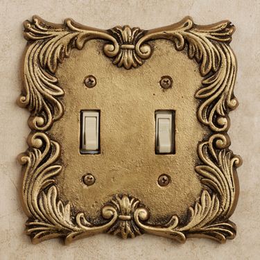 Fleur de Lis Double Switch Antique BrassImage