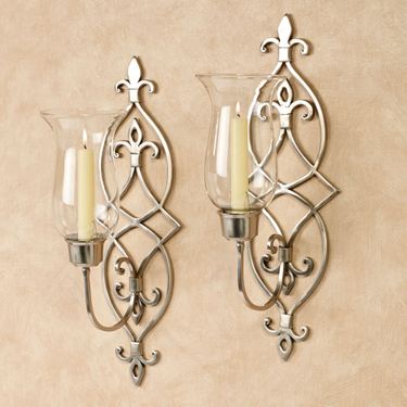 Jonetia Hurricane Wall Sconces Satin Nickel PairImage