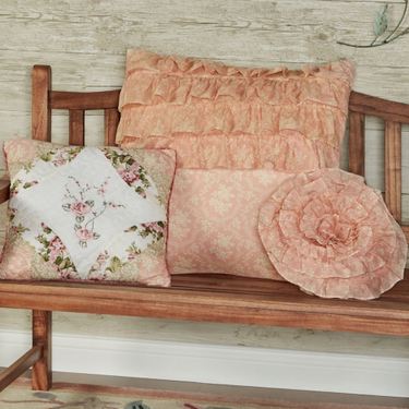 Daydream Embroidered Piped Pillow Rose 18 SquareImage