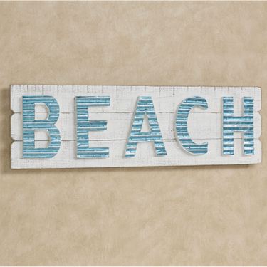 Beach Word Wall Art Plaque WhitewashImage
