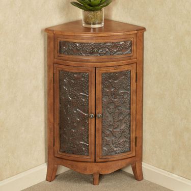 Lonzbard Corner Accent Cabinet PecanImage
