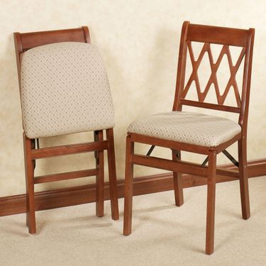 Lattice Back Folding Chairs Set of TwoImage