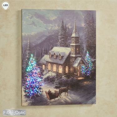 Christmas Sleigh Ride Lighted Canvas Wall Art Multi WarmImage