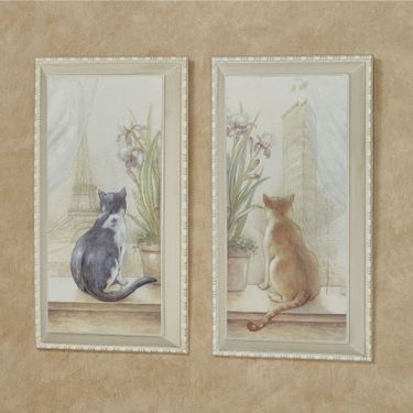 Urban Felines Cat Wall Art Plaques Multi Warm Set of TwoImage