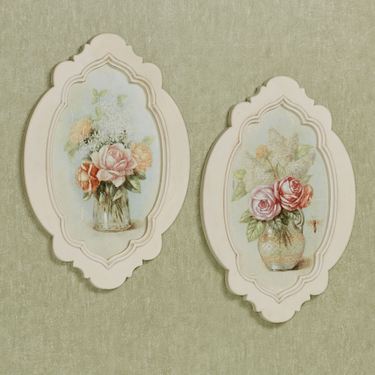 Charming Bouquet Floral Wall Plaques Multi Pastel Set of TwoImage