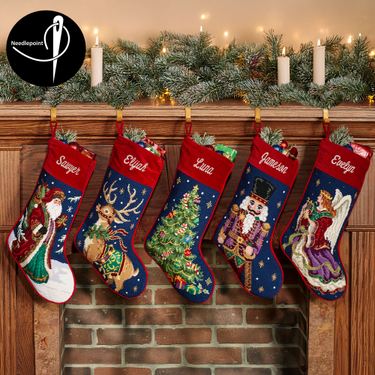 Santa Claus Needlepoint Stocking Multi WarmImage
