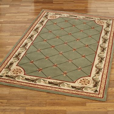 Calanthe Border Rectangle Rug SageImage