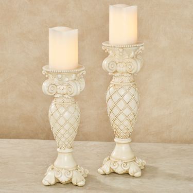 Corinthia Candleholders Antique Ivory Set of TwoImage