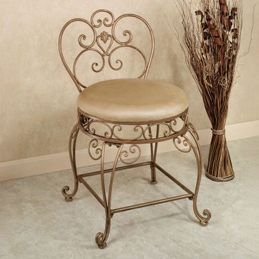 Aldabella Satin Gold Vanity ChairImage