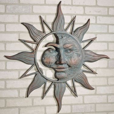 Half Face Sun Wall Plaque Art PatinaImage