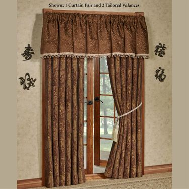China Art Brown Wide Tailored Curtain Pair 104 x 84Image